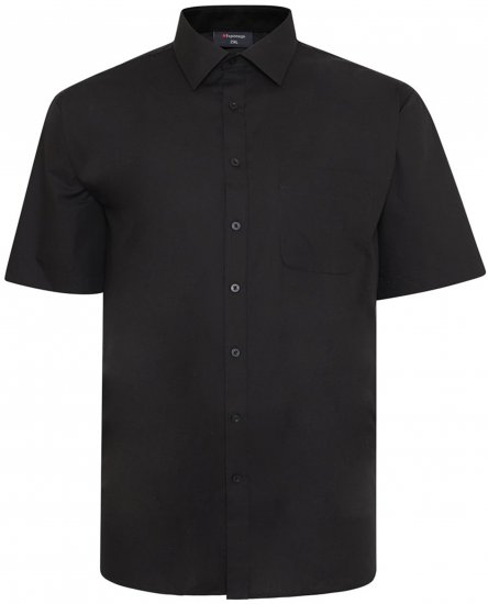 Espionage SH147 Plain Collar Short Sleeve Shirt Black - Kortærmede skjorter - Kortærmede Skjorter Store Størrelser