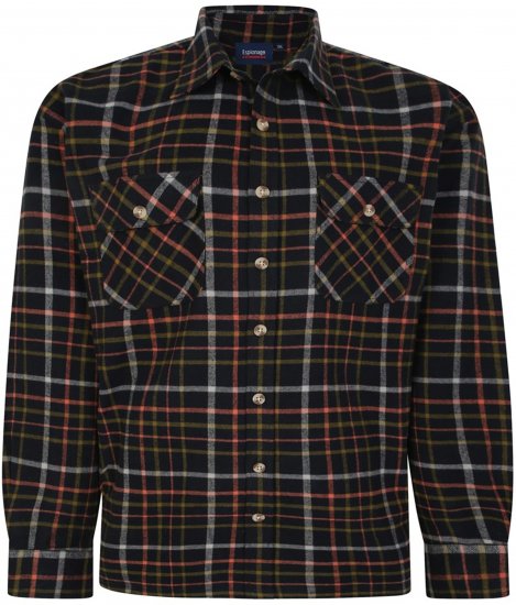 Espionage SH401 Checked Cotton Overshirt Black/Red - Trøjer og hættetrøjer - Trøjer og Hættetrøjer i store størrelser - 2XL-14XL