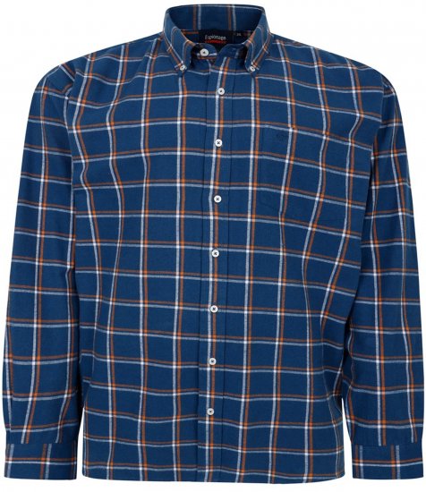 Espionage SH421 Long Sleeve Checked Shirt Blue/Orange - Skjorter med lange ærmer - 