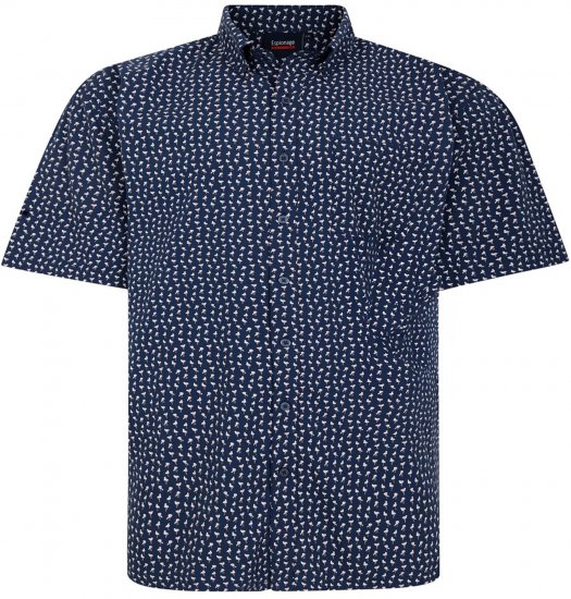 Espionage SH439 Mini Flamingo Printed Short Sleeve Shirt Navy - Skjorter - Skjorter til store mænd 2XL- 8XL