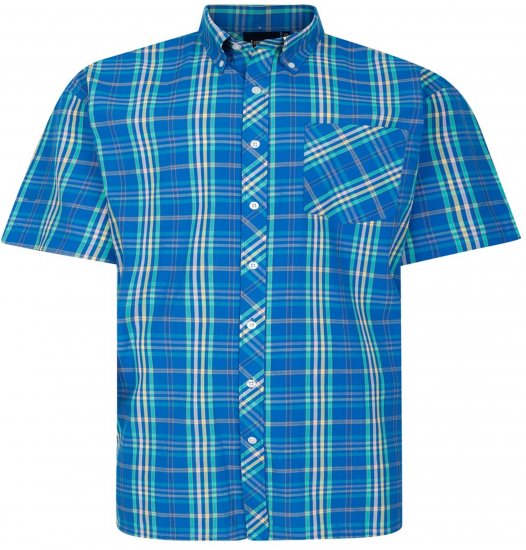 Espionage SH443 Checked Short Sleeve Shirt Royal/Mint/Lemon - Kortærmede skjorter - Kortærmede Skjorter Store Størrelser