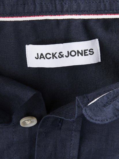 Jack & Jones Henry Slub Short Sleeve Navy - Skjorter - Skjorter til store mænd 2XL- 8XL