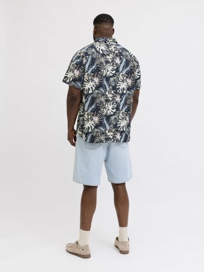Jack & Jones Honolulu Short Sleeve Resort Shirt Black - Skjorter - Skjorter til store mænd 2XL- 8XL