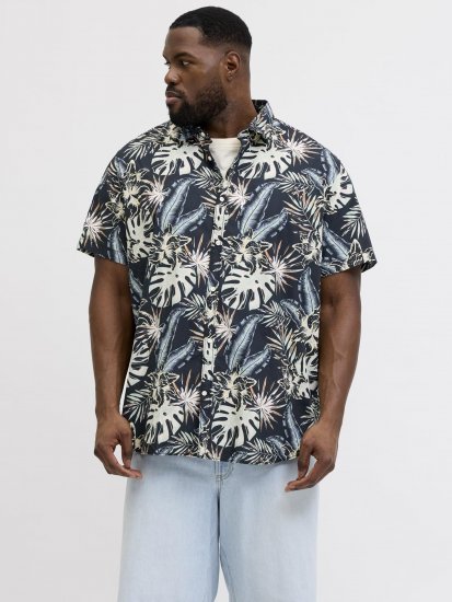 Jack & Jones Honolulu Short Sleeve Resort Shirt Black - Skjorter - Skjorter til store mænd 2XL- 8XL