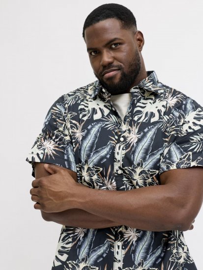 Jack & Jones Honolulu Short Sleeve Resort Shirt Black - Skjorter - Skjorter til store mænd 2XL- 8XL