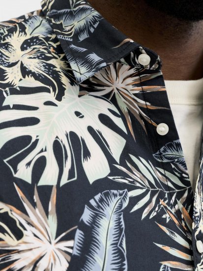 Jack & Jones Honolulu Short Sleeve Resort Shirt Black - Skjorter - Skjorter til store mænd 2XL- 8XL