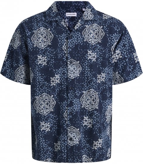 Jack & Jones Alfredo Shirt Short Sleeve Blue - Kortærmede skjorter - Kortærmede Skjorter Store Størrelser