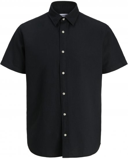 Jack & Jones Breeze Linen Short Sleeve Shirt Black - Skjorter - Skjorter til store mænd 2XL- 8XL