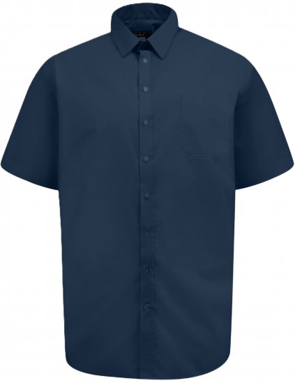 D555 Lucas Pletafvisende Strygefri Stretchskjorte med Korte Ærmer Marineblå - Skjorter - Skjorter til store mænd 2XL- 8XL