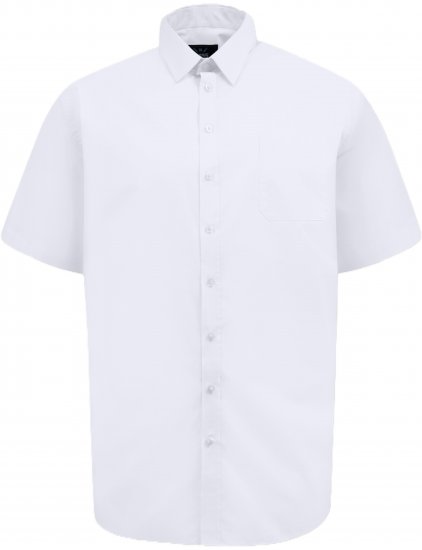 D555 Lucas Pletafvisende Strygefri Stretchskjorte med Korte Ærmer Hvid - Skjorter - Skjorter til store mænd 2XL- 8XL