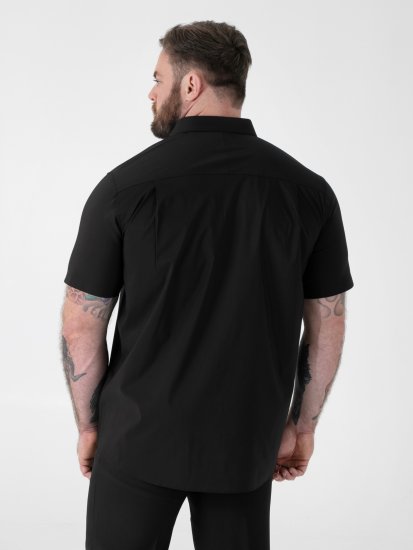 D555 Lucas Pletafvisende Strygefri Stretchskjorte med Korte Ærmer Sort - Skjorter - Skjorter til store mænd 2XL- 8XL