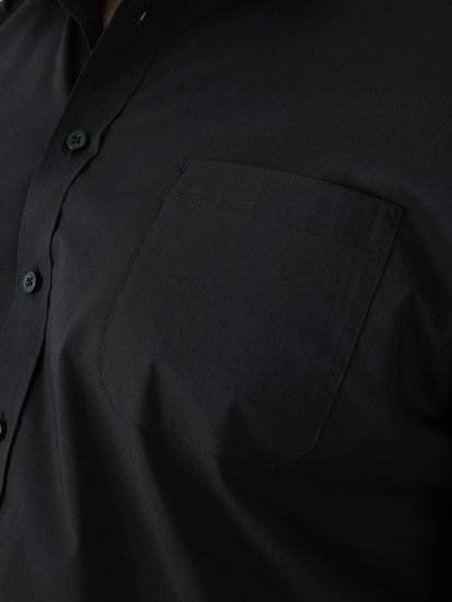 D555 Lucas Pletafvisende Strygefri Stretchskjorte med Korte Ærmer Sort - Skjorter - Skjorter til store mænd 2XL- 8XL