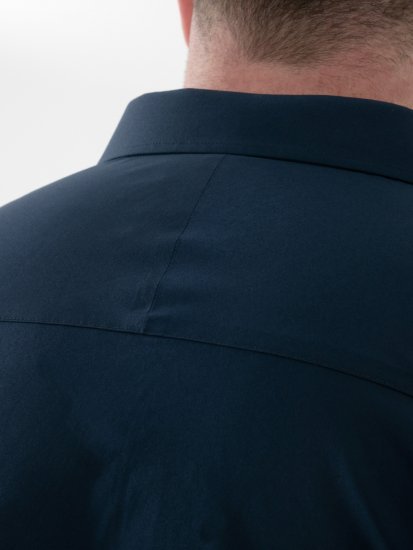 D555 Lucas Pletafvisende Strygefri Stretchskjorte med Korte Ærmer Marineblå - Skjorter - Skjorter til store mænd 2XL- 8XL