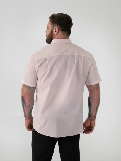 D555 Lucas Pletafvisende Strygefri Stretchskjorte med Korte Ærmer Pink - Skjorter - Skjorter til store mænd 2XL- 8XL