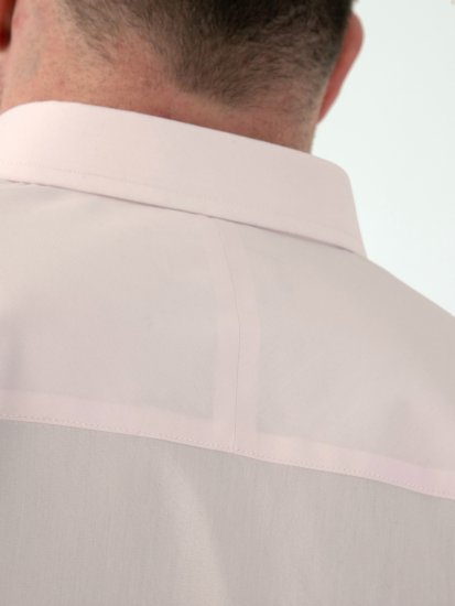 D555 Lucas Pletafvisende Strygefri Stretchskjorte med Korte Ærmer Pink - Skjorter - Skjorter til store mænd 2XL- 8XL