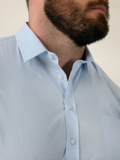 D555 Lucas Pletafvisende Strygefri Stretchskjorte med Korte Ærmer Lyseblå - Skjorter - Skjorter til store mænd 2XL- 8XL