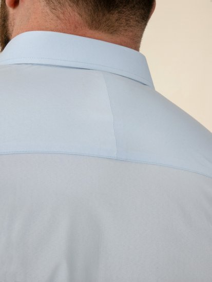 D555 Lucas Pletafvisende Strygefri Stretchskjorte med Korte Ærmer Lyseblå - Skjorter - Skjorter til store mænd 2XL- 8XL