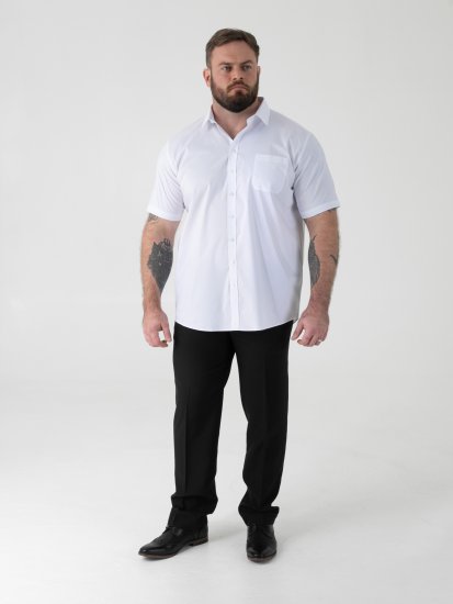 D555 Lucas Pletafvisende Strygefri Stretchskjorte med Korte Ærmer Hvid - Skjorter - Skjorter til store mænd 2XL- 8XL