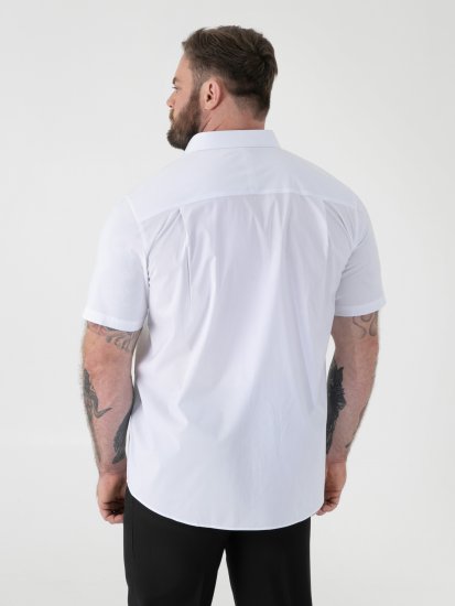 D555 Lucas Pletafvisende Strygefri Stretchskjorte med Korte Ærmer Hvid - Skjorter - Skjorter til store mænd 2XL- 8XL
