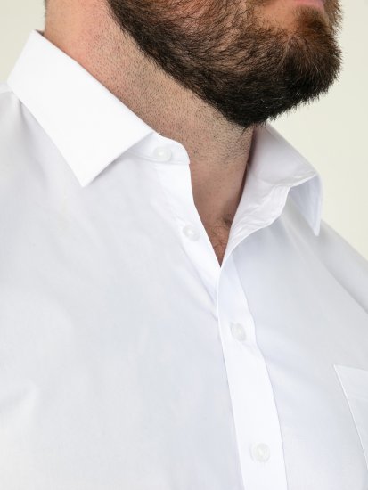 D555 Lucas Pletafvisende Strygefri Stretchskjorte med Korte Ærmer Hvid - Skjorter - Skjorter til store mænd 2XL- 8XL