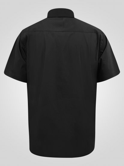 D555 Lucas Pletafvisende Strygefri Stretchskjorte med Korte Ærmer Sort - Skjorter - Skjorter til store mænd 2XL- 8XL