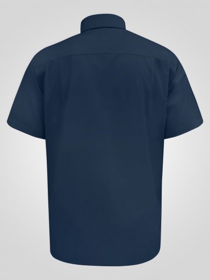 D555 Lucas Pletafvisende Strygefri Stretchskjorte med Korte Ærmer Marineblå - Skjorter - Skjorter til store mænd 2XL- 8XL