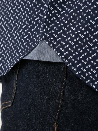 D555 Melrose Navy Icon AOP Button Down Collar Short Sleeve Navy - Kortærmede skjorter - Kortærmede Skjorter Store Størrelser