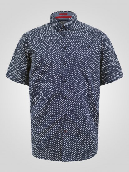 D555 Melrose Navy Icon AOP Button Down Collar Short Sleeve Navy - Kortærmede skjorter - Kortærmede Skjorter Store Størrelser