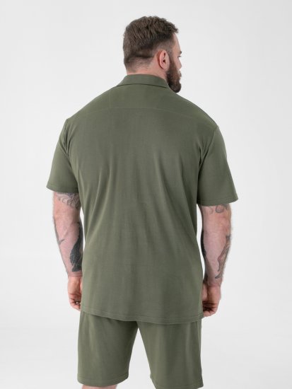 D555 Connor Stretch Cuban Collar Reosrt Short Sleeve Shirt Khaki - Skjorter - Skjorter til store mænd 2XL- 8XL