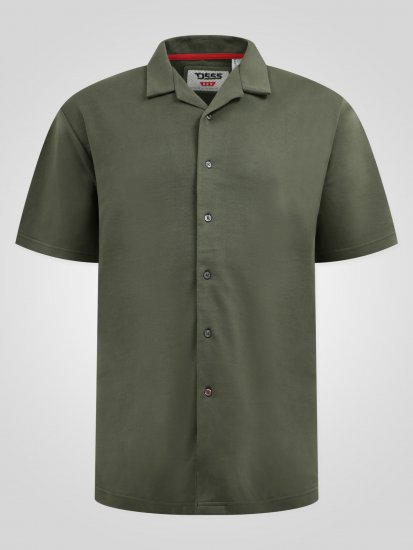 D555 Connor Stretch Cuban Collar Reosrt Short Sleeve Shirt Khaki - Skjorter - Skjorter til store mænd 2XL- 8XL