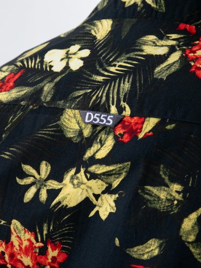 D555 Gordon Hawaiian AOP Cuvan Collar Resort Short Sleeve Black - Skjorter - Skjorter til store mænd 2XL- 8XL