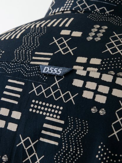 D555 Rick Geometric Print Short Sleeve Shirt Navy - Skjorter - Skjorter til store mænd 2XL- 8XL