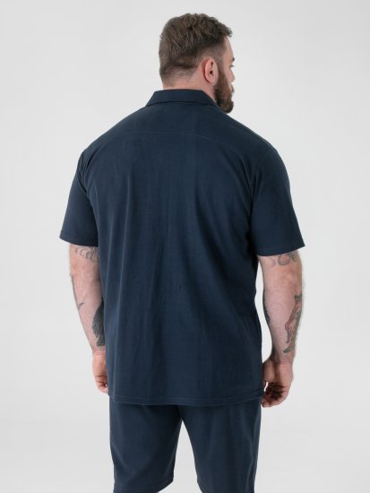 D555 Connor Stretch Cuban Collar Resort Short Sleeve Shirt Navy - Skjorter - Skjorter til store mænd 2XL- 8XL