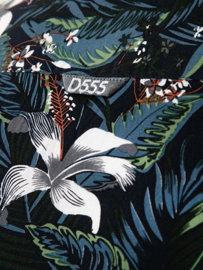 D555 Corden Hawaiian AOP Cuban Collar Resort Short Sleeve Navy - Kortærmede skjorter - Kortærmede Skjorter Store Størrelser