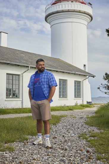 North Latitude 51145 Checked Short Sleeve Shirt Cobolt Blue - Kortærmede skjorter - Kortærmede Skjorter Store Størrelser