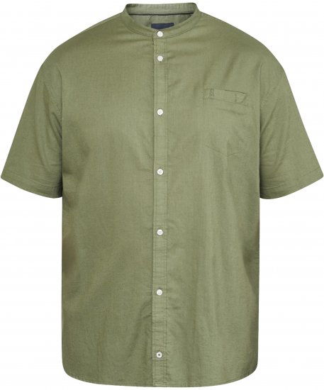 North Latitude 61109 Kortærmet Skjorte med Bedstefarskrave Olivengrøn - Skjorter - Skjorter til store mænd 2XL- 8XL