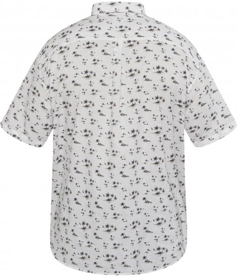 North Latitude 61111 Kortærmet Hørskjorte med Print Hvid - Skjorter - Skjorter til store mænd 2XL- 8XL