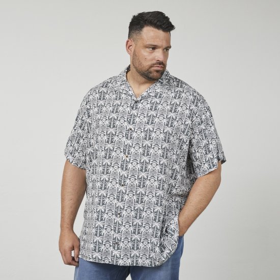 North Latitude 61313 Viskoseskjorte med Cubakrage Grå - Skjorter - Skjorter til store mænd 2XL- 8XL