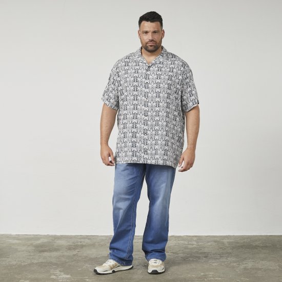 North Latitude 61313 Viskoseskjorte med Cubakrage Grå - Skjorter - Skjorter til store mænd 2XL- 8XL