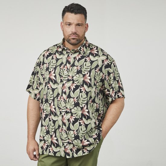 North Latitude 61357 All-Over Print Viskoseskjorte Sort - Skjorter - Skjorter til store mænd 2XL- 8XL