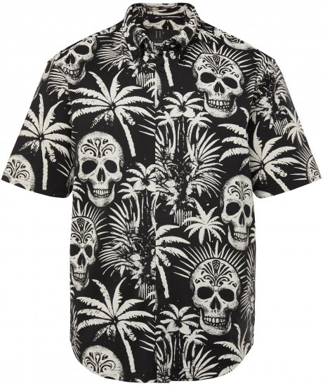 JP1880 Skull Pattern Jersey Short Sleeve Shirt Black - Skjorter - Skjorter til store mænd 2XL- 8XL