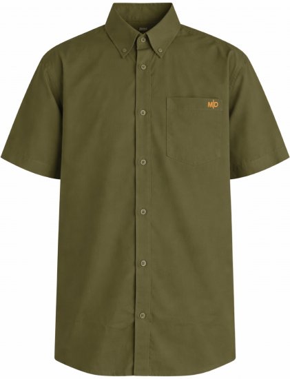 Motley Denim Zagreb Kortærmet Skjorte Mørk khaki - Skjorter - Skjorter til store mænd 2XL- 8XL