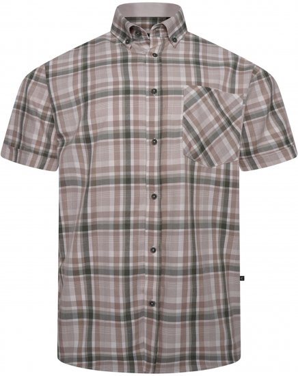 Kam Jeans 6339 Checked Short Sleeve Shirt Beige - Skjorter - Skjorter til store mænd 2XL- 8XL