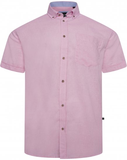 Kam Jeans 6340 Linen Mix Short Sleeve Shirt Pink - Skjorter - Skjorter til store mænd 2XL- 8XL