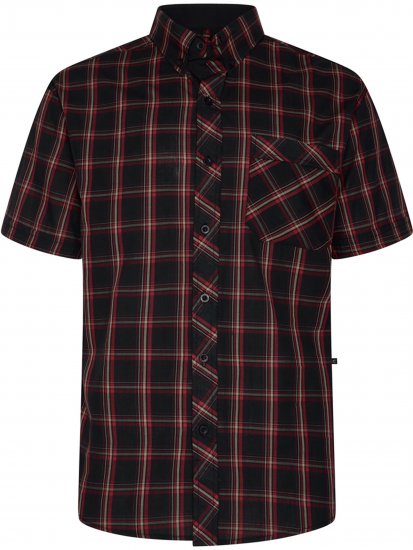 Kam Jeans 6365 Checked Short Sleeve Shirt Burgundy - Skjorter - Skjorter til store mænd 2XL- 8XL