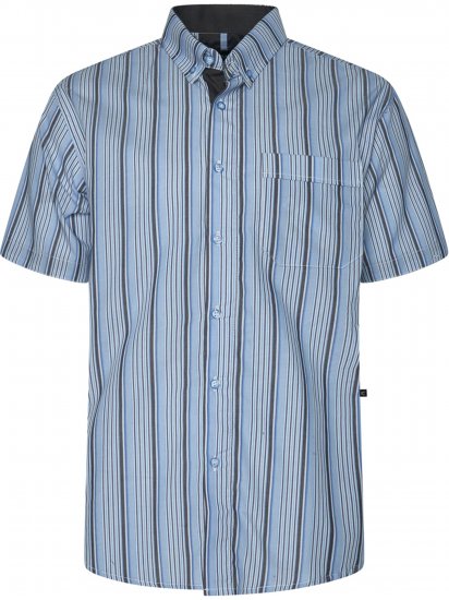 Kam Jeans 6374 Striped Short Sleeve Shirt Blue - Skjorter - Skjorter til store mænd 2XL- 8XL