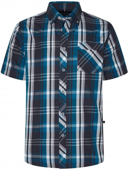 Kam Jeans 6380 Casual Checked Short Sleeve Shirt Navy - Kortærmede skjorter - Kortærmede Skjorter Store Størrelser