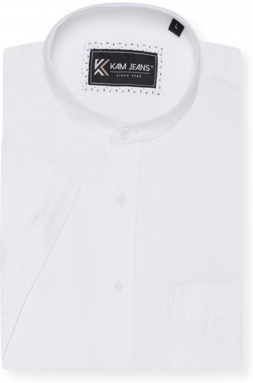 Kam Jeans P020 Premium Short Sleeve Oxford Shirt White - Skjorter - Skjorter til store mænd 2XL- 8XL