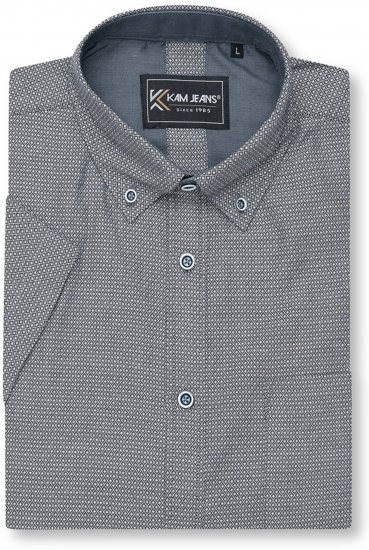 Kam Jeans 6359 All Over Geo Print Shirt Charcoal - Skjorter - Skjorter til store mænd 2XL- 8XL