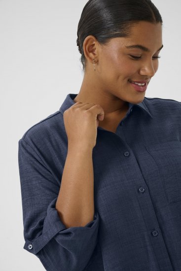 Kaffe Curve Ellie Shirt Tunic Moon Indigo Blue - Tunikaer - 
